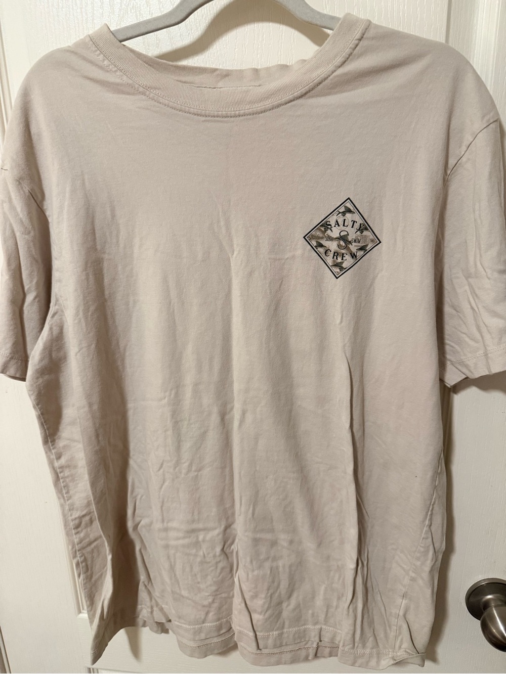 Salty Crew Men’s L Short Sleeve Logo T-Shirt — Light Beige